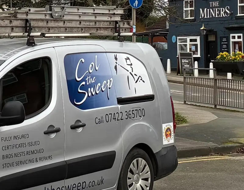 Col The Sweep van outside The Miners pub in Garforth